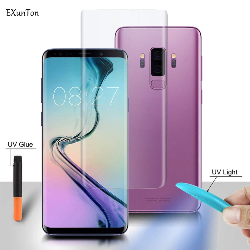 

EXUNTON UV Liquid Screen protector for Samsung Galaxy Note 8 9 Full Cover Tempered Glass for Galaxy Note8 Note9 Protective Film