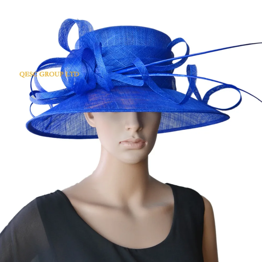 large blue wedding hat