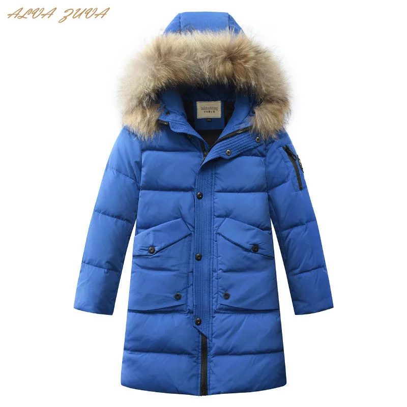 

Russia Winter Children Down Jackets Kids Fur Cllar Parkas Coats For Boys 8-16 Years Warm Outerwear X-Long Cyy336