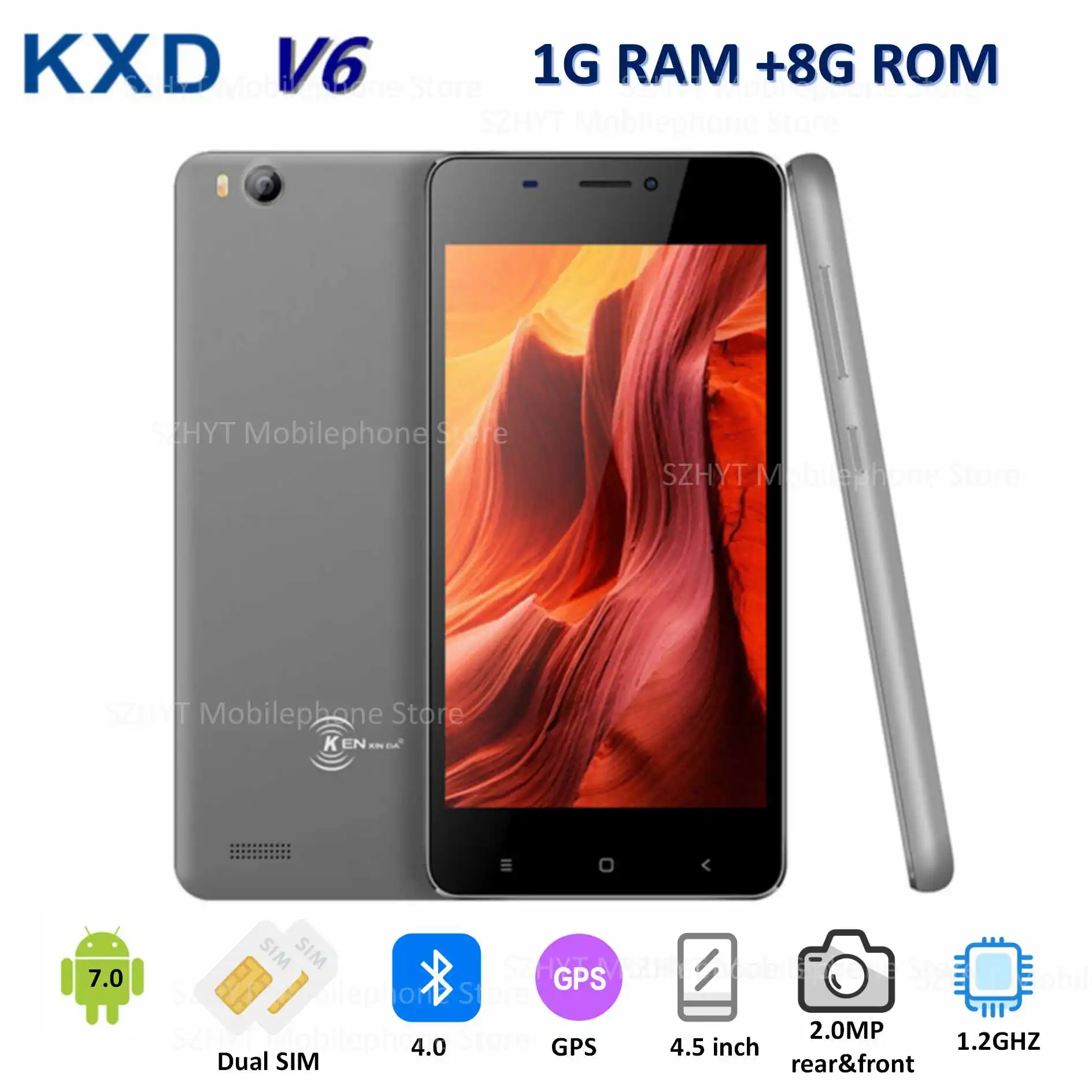 KENXINDA V6 смартфон 4 5 дюймов ОС Android V7.0 Qcta Core 1 2 ГГц ГБ Оперативная память 8 Встроенная