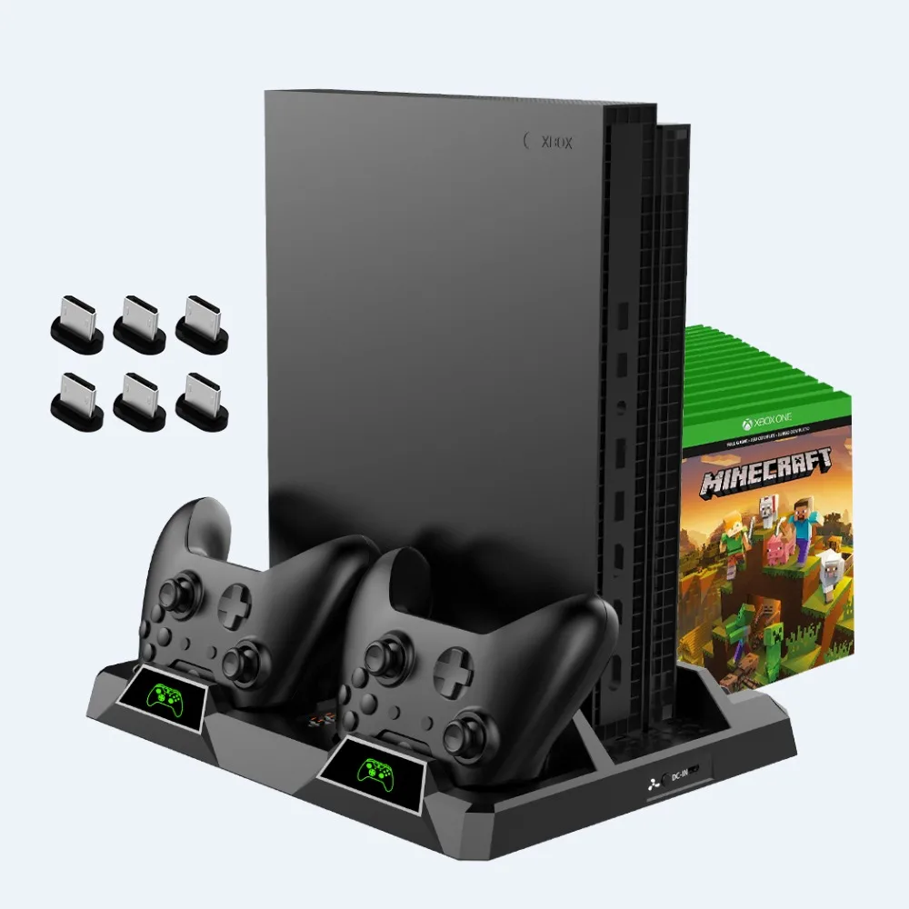  OIVO Dual Controller Charge Station For Xbox ONE S X Games Charging Dock Cooling Vertical Stand Cha