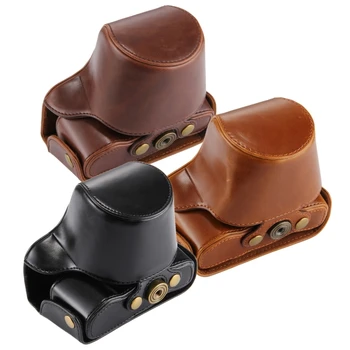 

Retro Vintage Luxury Oil Skin PU Leather Camera Full Body Case Bag with Strap for Olympus EM10 III Digital Camera Cover Cases