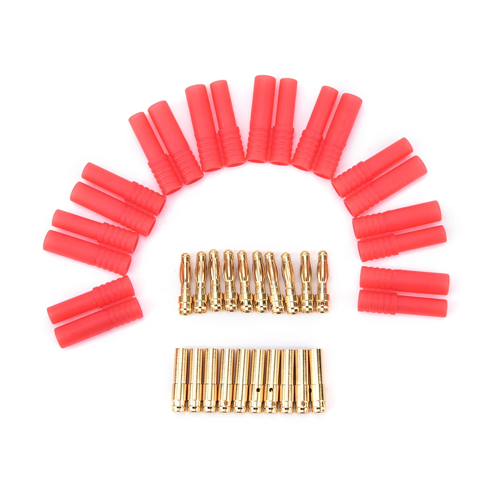 10 Sets HXT 4mm Banana Plugs with Red Housing for RC Connector Socket