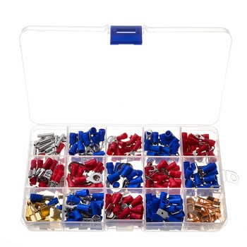 

300pcs/Set Insulated Crimp Terminator Electrical Cable Wire Rolled Copper Terminals Assorted Red Blue Butt Connectors Kit