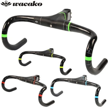 

wacako Super light Full UD Carbon Integrated Road Bicycle Handlebar Cycling Bike Parts Road Handlebars With Stem 288g Only