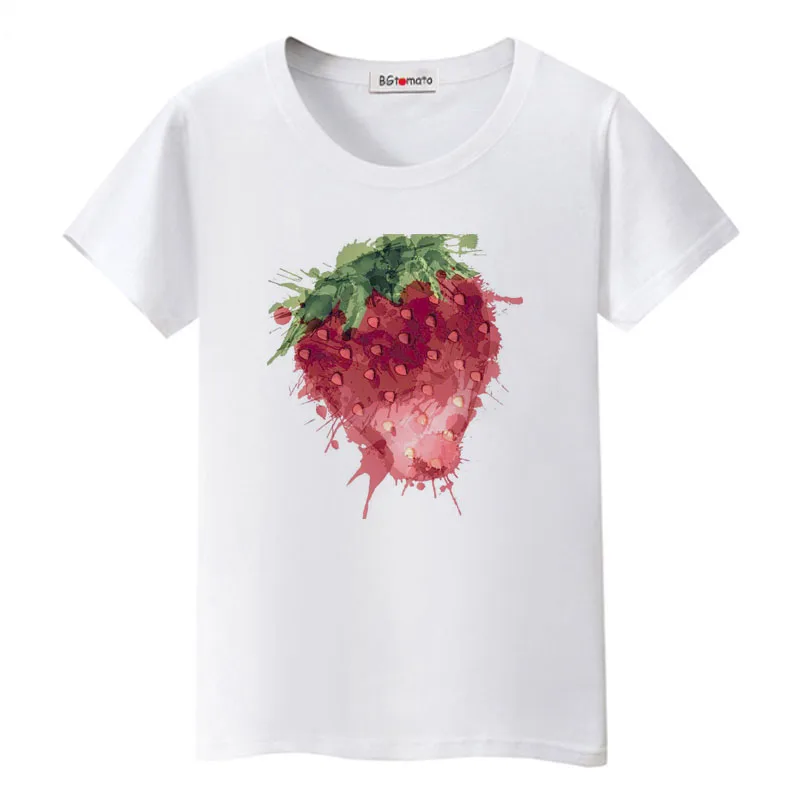 

BGtomatops painting Strawberry tshirt artwork fashion t shirt women new style tops casual clothes cool streetwear fruit modis