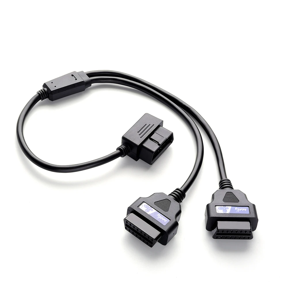 

bbfly-B10 OBD II OBD2 16Pin Splitter Extension 1x Male and 2x Female Extension Cable Adapter (1.7FT/50CM)