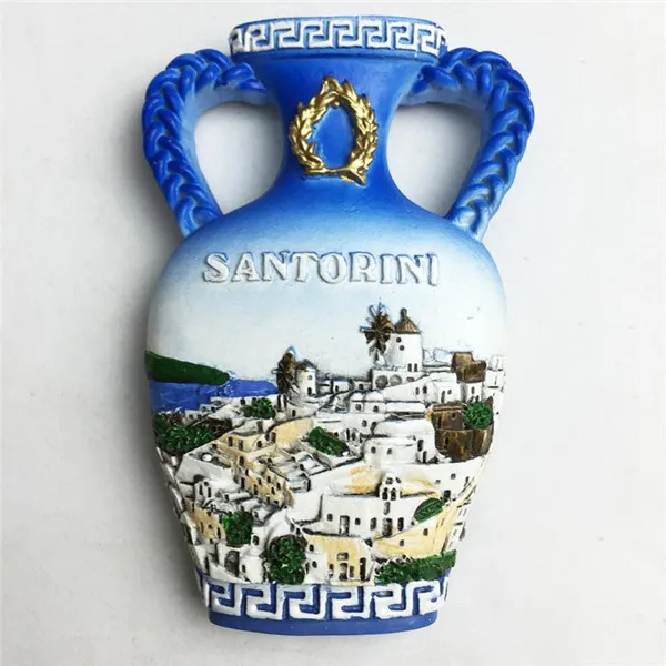 Greece Santorini Island Flower Vase Tourist Souvenir Fridge Magnets - 1
