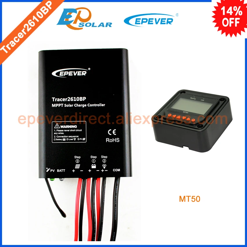 

10A 12v 24v controller solar panel system regulator MPPT Epsolar Tracer2610BP 10amp with MT50 remote meter