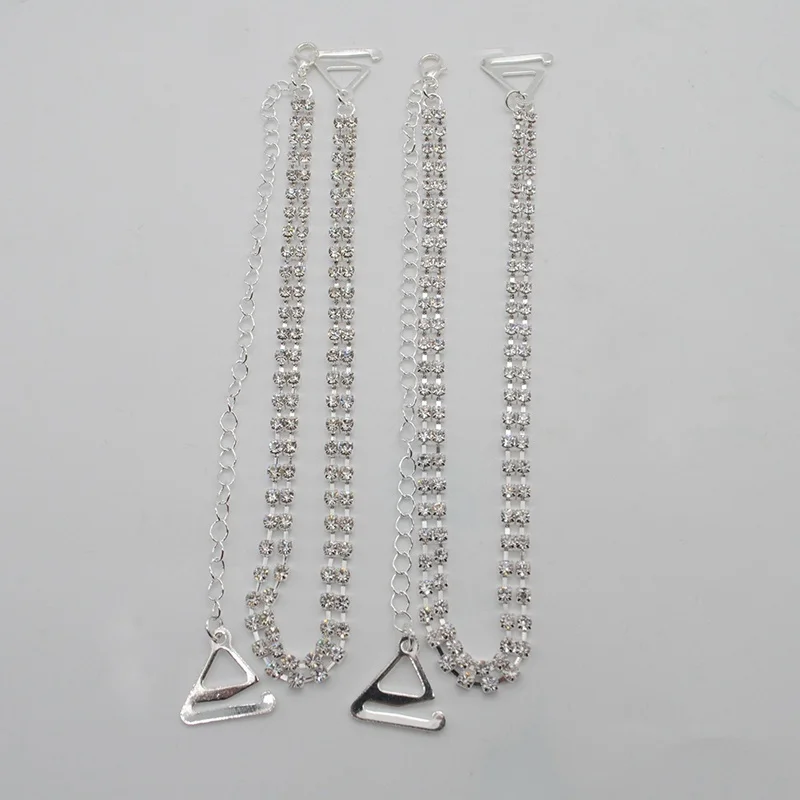 

1 Pairs Hot Sale 2PCS 2Row Adjustable White Clear Crystal Rhinestone Shoulder Bra Straps Underwear Accessories