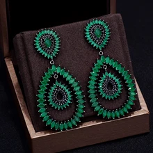 GODKI Brand New Hot Fashion Popular Luxury Water Drop Full Cubic Zirconia Pave Silver Needle Wedding Earring For Women
