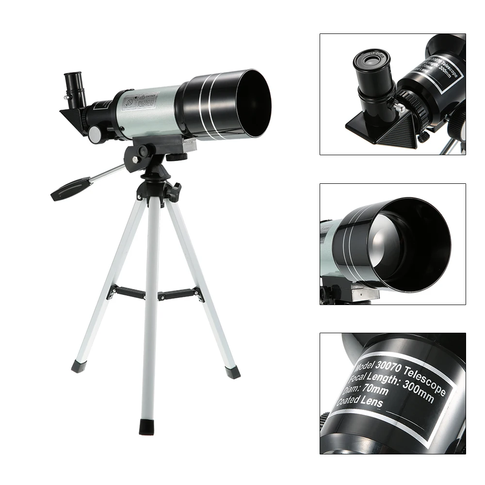 F30070M открытый космический астрономический телескоп HD монокуляр 150X рефракция с треногой линза Барлоу окуляр алюминиевый сплав
