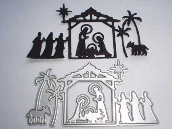 

HOLY FAMILY NATIVITY DIY Cutting Dies Embossing Steel Stencils Heart For Scrapbooking Card Album Photo Metal Craft 48*90mm