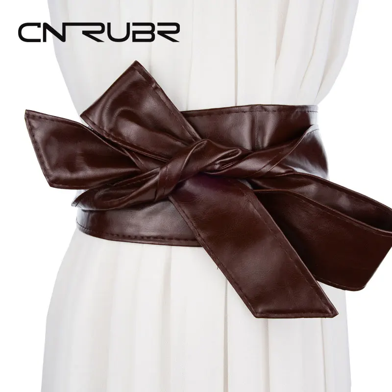 CNRUBR Designer Women Belt Elegant PU Leather Wrap Around Jeans Tie