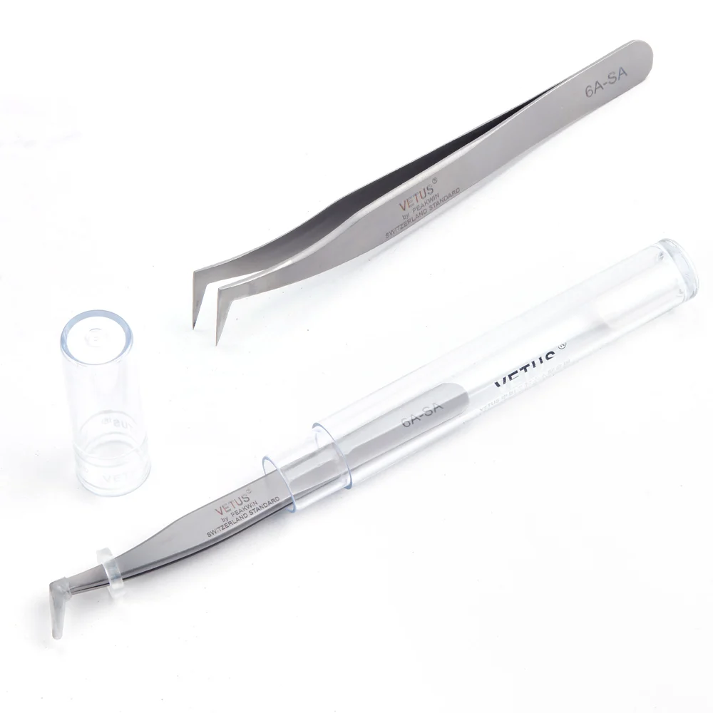 

VETUS 6A-SA Eyelash Extension Tweezers Stainless Steel Precision 3D/6D Volume Eyebrow Tweezers Forceps Professional Makeup Plier