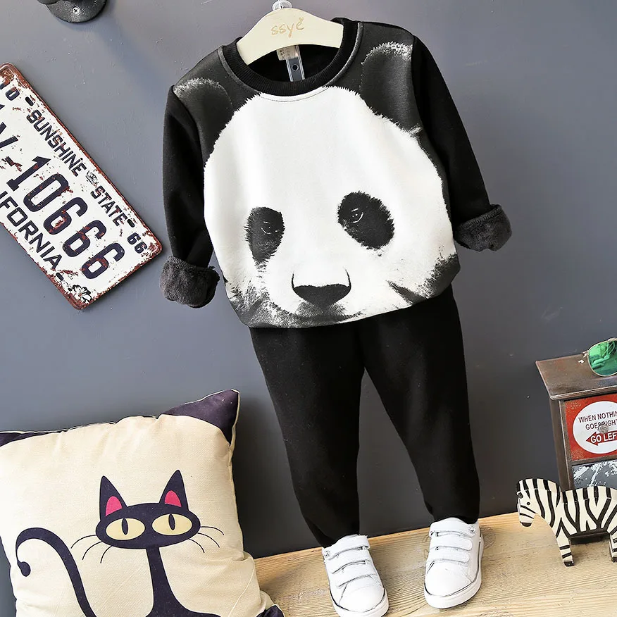 

Toddlers Clothing Sets For Boys Infants Girls Outfits Plus Velvet Baby Sports Suits Panda Tiger Tracksuits Winter Kid Sportswear