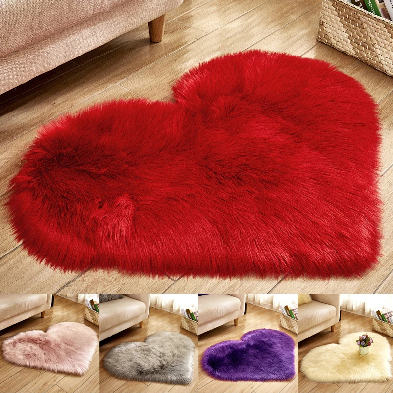 Новые однотонные плюшевые коврики в форме сердца для дома, отеля, спальни, мягкий теплый ковер модные покрывала размер M/L 9 цветов 8A1820