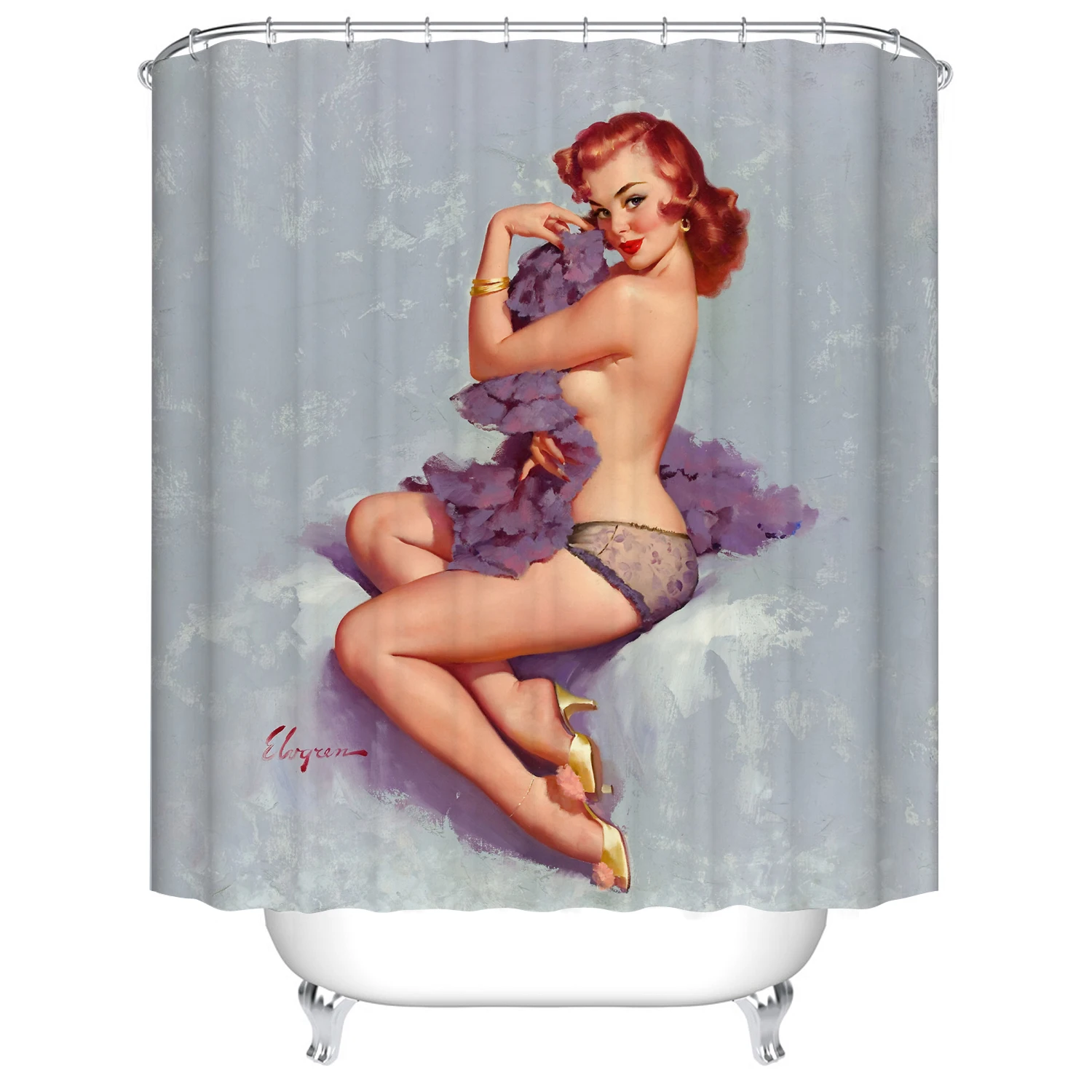 3d занавески для ванной с рисунком девушки из мультфильма, водостойкая полиэфирная ткань, моющаяся занавеска для ванной комнаты, занавеска для душа с крючками, аксессуары - Цвет: C1149