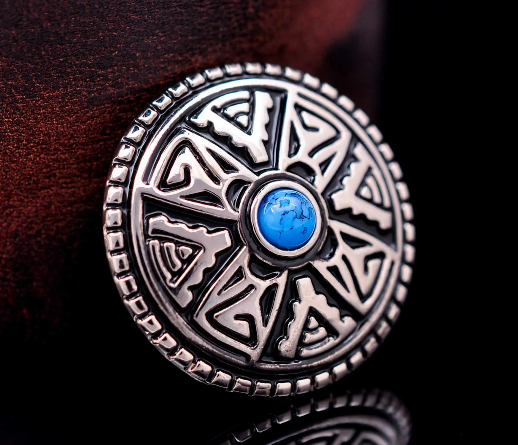 

10pcs 1-1/8" Silver Western Biker Motocycle Turquoise Celtic Cross Concho For Leathercraft Wallet Chain Belt Wallet Decor