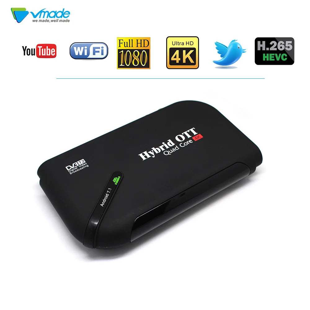 

2018 Vmade DVB T2&Android Two-IN-One Smart TV Box Android 7.1 Amlogic S905D 1GB 8GB Support H.264/H.265 MPEG-1/2/4 Set Top Box