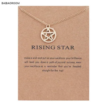 New Gold Plated Circle Five Pointed Rising Star Alloy Clavicle Snake Pendant Short Necklace