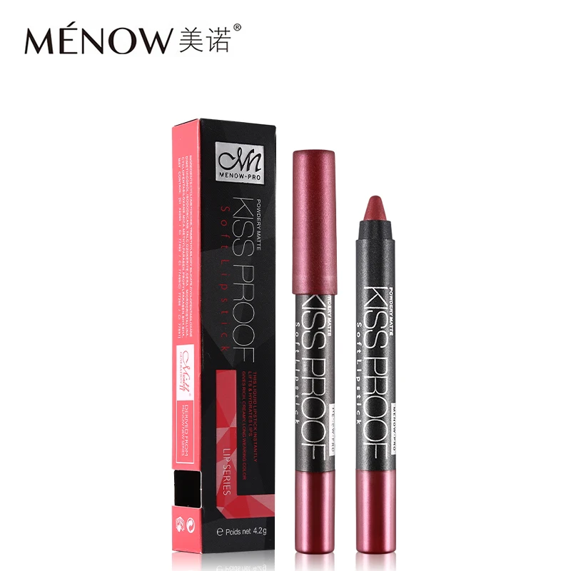 

19 Colors Available menow kissproof batom matte lipstick makeup Waterproof lip pencil for sexy women lip stick hot sale x 1pc