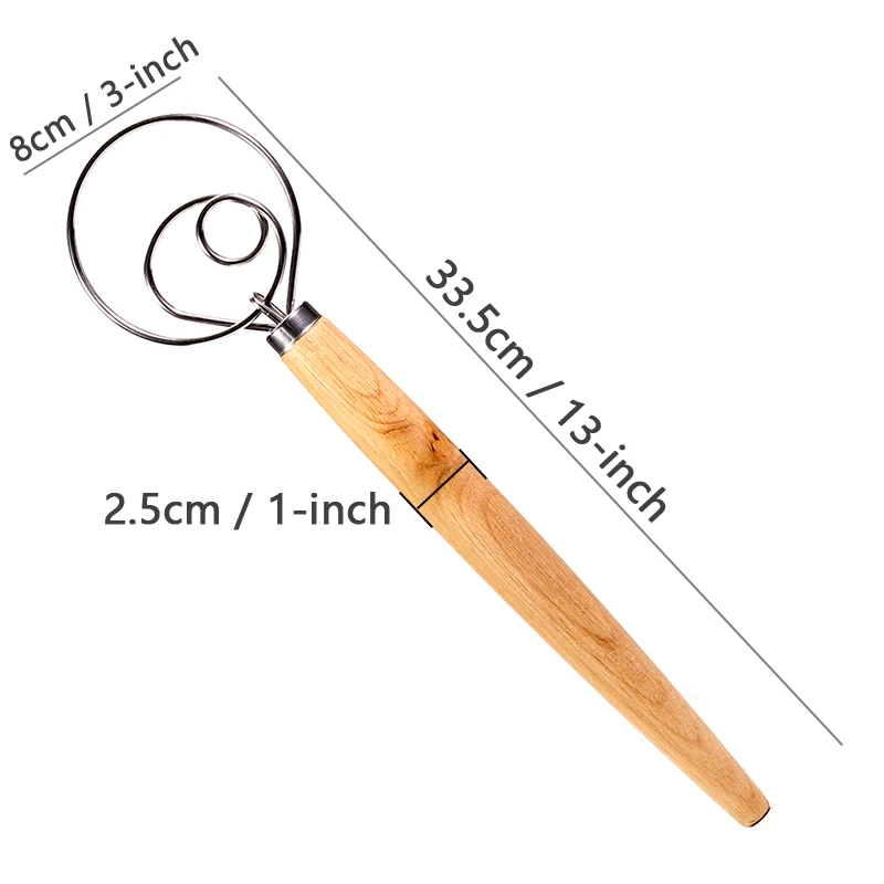 Датский венчик для теста-Большой 1" из нержавеющей стали Голландский стиль хлеб венчик для теста для выпечки, пиццы смеситель крюк, кухонные аксессуары