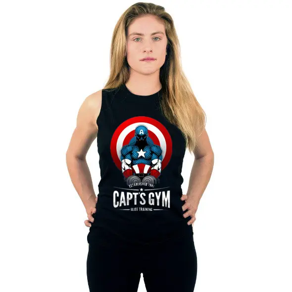 Women harajuku captain gym Tank Top Femme Summer Bodybuilding Sleeveless Tee Korean Vest Plus Size