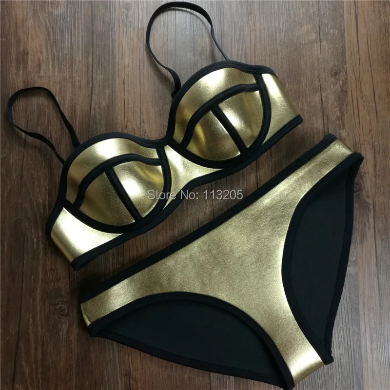 2016 NEOPRENE Push Up Swimsuit,Women Smooth Flat Sexy Swimwear,Brand