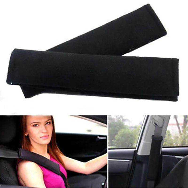 1Pair Seat Belt Cover Car Auto Pads Cushion Comfort Strap Black Padded