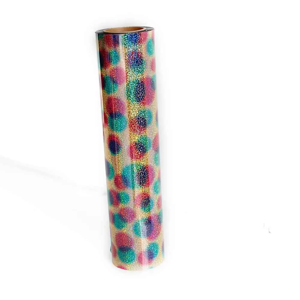 

50X300CM(20"X10FT)HOLOGRAPHIC ROUND MULTI HEAT TRANSFER VINYL EASY WEED - THREADART FILM