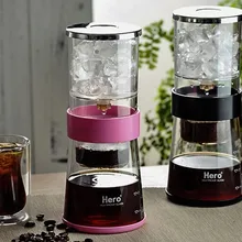 Розовый/черный 400 мл капельного Кофе чайник 2-4 чашки ледяные капли Кофе чайник высокого боросиликатное стекло abs нержавеющая сталь 9x24.5x10 см