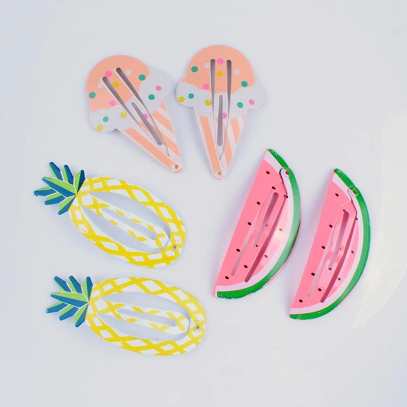 

2pcs Cute Girls Handmade Character Snap Hair Clip Kawaii Printing Hair Clips Fruit Barrettes Girl Accessories 10 Styles!!!