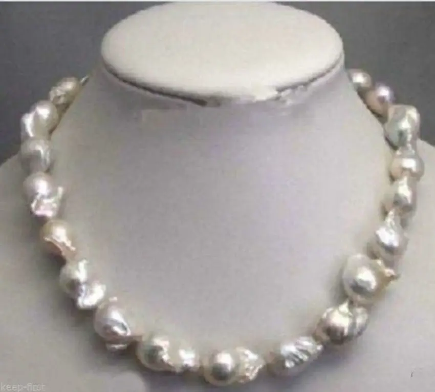 

FREE SHIPPING>>>@@ Wholesale price 16new ^^^^Large Genuine 15-23mm Natural White Baroque Pearl Necklace 18" Jewelry