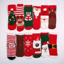 Новые длинные детские носки с изображением снежного лося на осень-зиму, год, Санта Клаус, Рождество, подарок хлопковые детские носки со снеговиком махровые носки