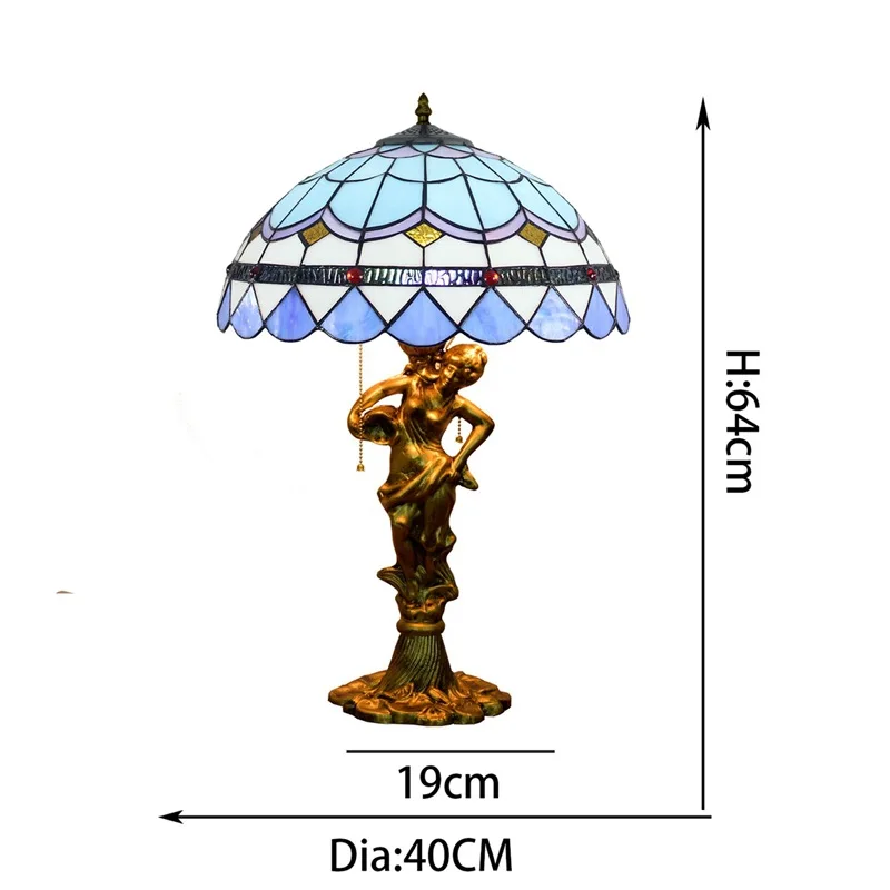40 см Европейский Синий Средиземноморский цвет стекло гостиная столовая прикроватная красота сплав лампа