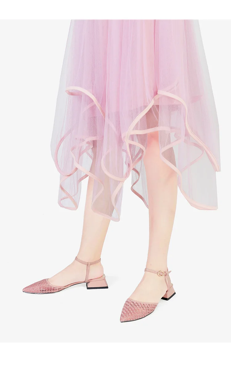 Женские босоножки с кружевом на низком каблуке; женские босоножки из сетчатого материала; женская обувь на массивном квадратном каблуке с острым носком; кроссовки на танкетке; Zapatos De Mujer