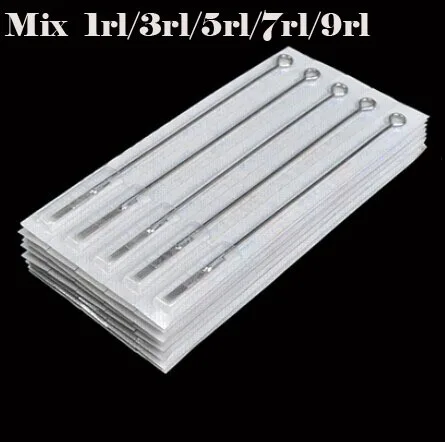 

2016 New 50pcs Tattoo Needles Mix Size Disposable 1RL/3RL/5RLFog Colored Secant Agulhas Needle for Tattoo
