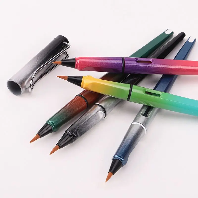 Мода Градиент ручка-Кисть типа насосные чернил Sac фломастеры каллиграфия принадлежности для рисования инструмент для написания подарок C26