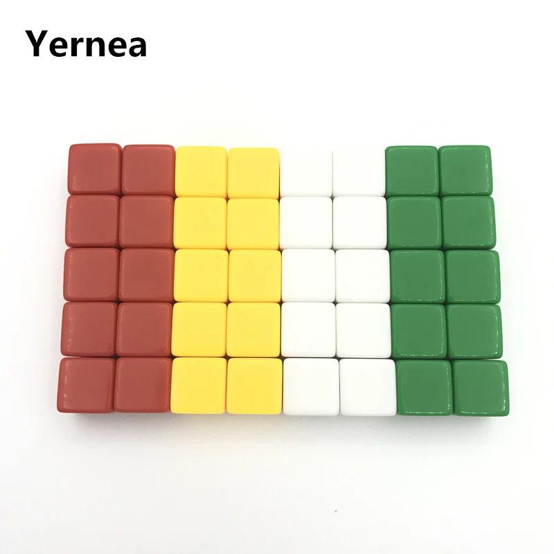 

Yernea High-quality 50Pcs/Lot 16mm Blank Dice D6 Color Can Write and Carving Blank Dice Children Teaching Game Dice Wholesale
