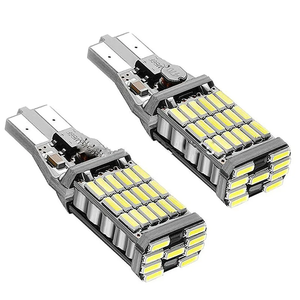 

kongyide Car Light 2x T15 W16W 45 SMD 4014 LED 6000K Reverse Back Light Bulbs Tail Accessories lighting 12-18V dropship 19j9