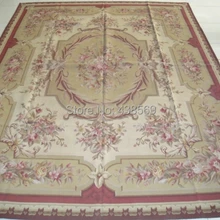 9'x12' Французский Aubusson Шерстяные Ковры Красный Бежевый потертый шик ковры-все виды ковриков в нашем магазине