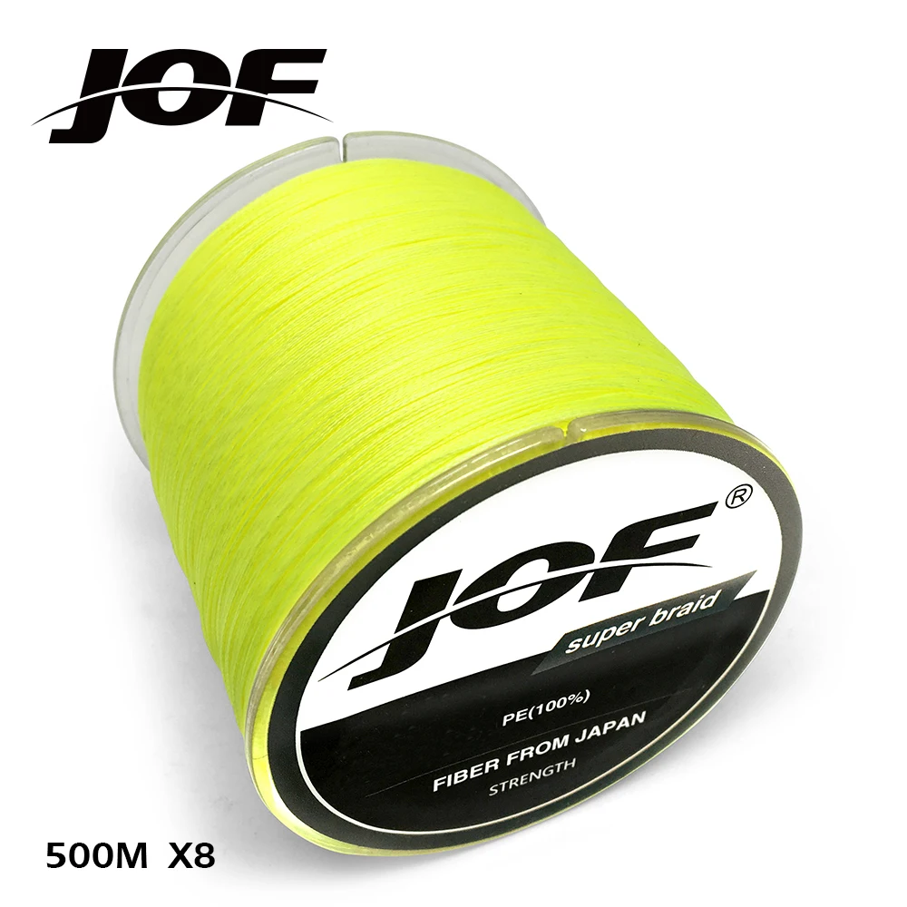 JOF плетеная леска 8 нитей желтый 100 м 150 300 500 1000 рыболовный шнур для соленой воды linha