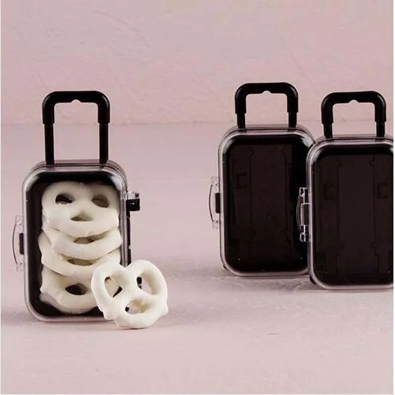 20 шт./партия акриловый прозрачный мини-чемодан для путешествий карамельный детский душ Подарочная коробка со свадебными сувенирами украшения для дня рождения - Цвет: Black