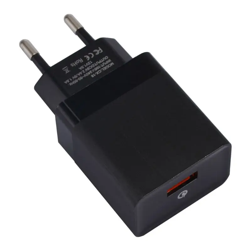 USB Charger QC3.0 Fast Charging 5V 9V 12V EU Plug One Port Power Adapter Home Travel for phone charge