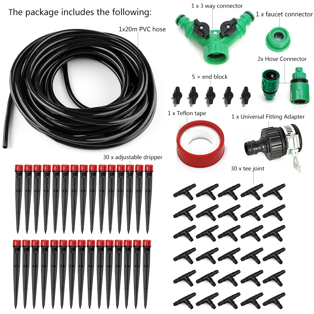 30m hose Micro Drip Irrigation Kit System Blank Distribution Tubing