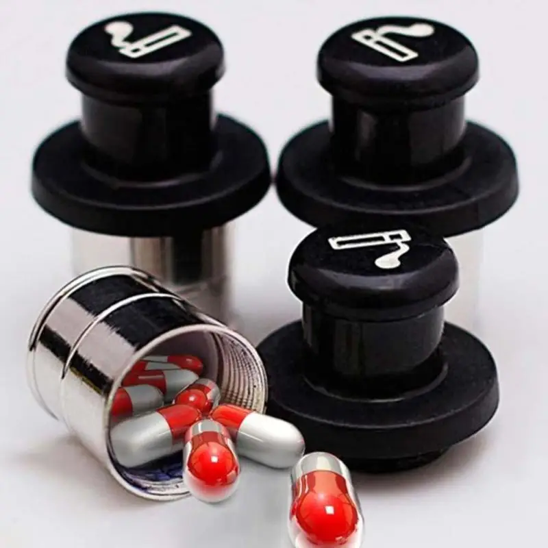 2pcs Mini Pill Box WaterProof Aluminum Drug Pill Cases Bottle Holder