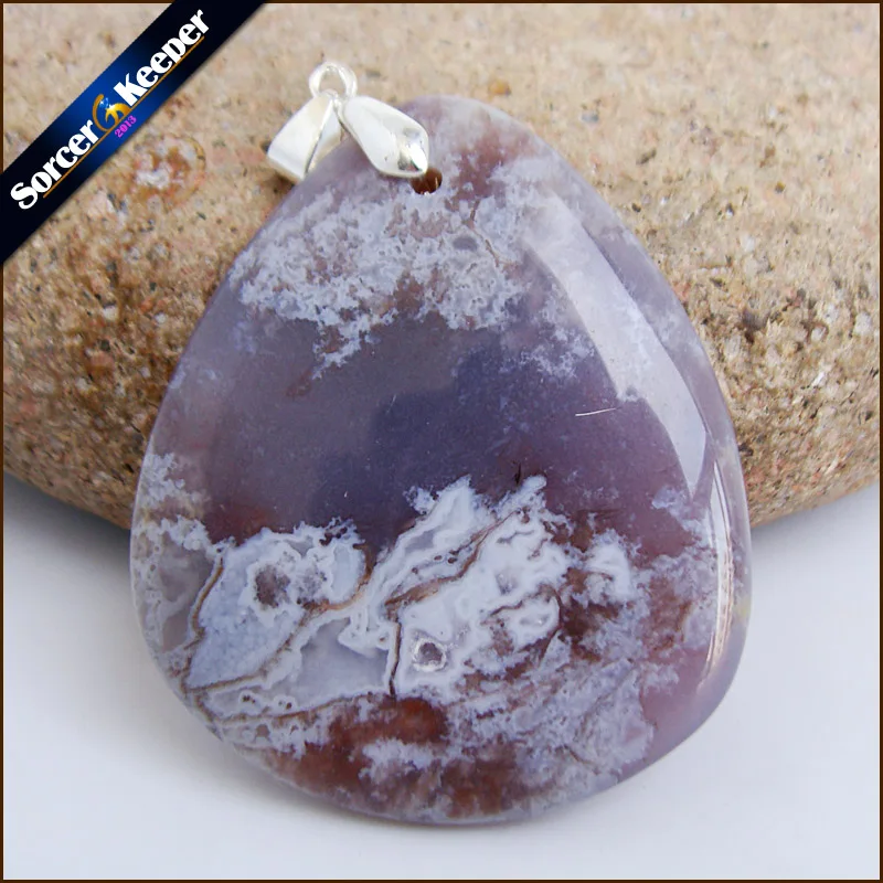 

Fashion Women Man Necklace Pendant Big Natural Moss Agates Stone Pendant Slide Healing Crystals Pendant for Jewelry Making KS645
