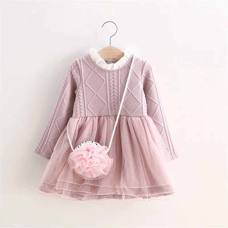 2 6years Baby Girls Knitted Dress Winter Autumn Kids Tutu