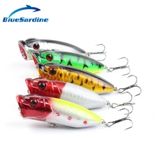 BlueSardine 5PCS 10.9G 7CM Popper Fishing Lures Artificial Hard Baits Swim Bait Topwater Fishing Tackle